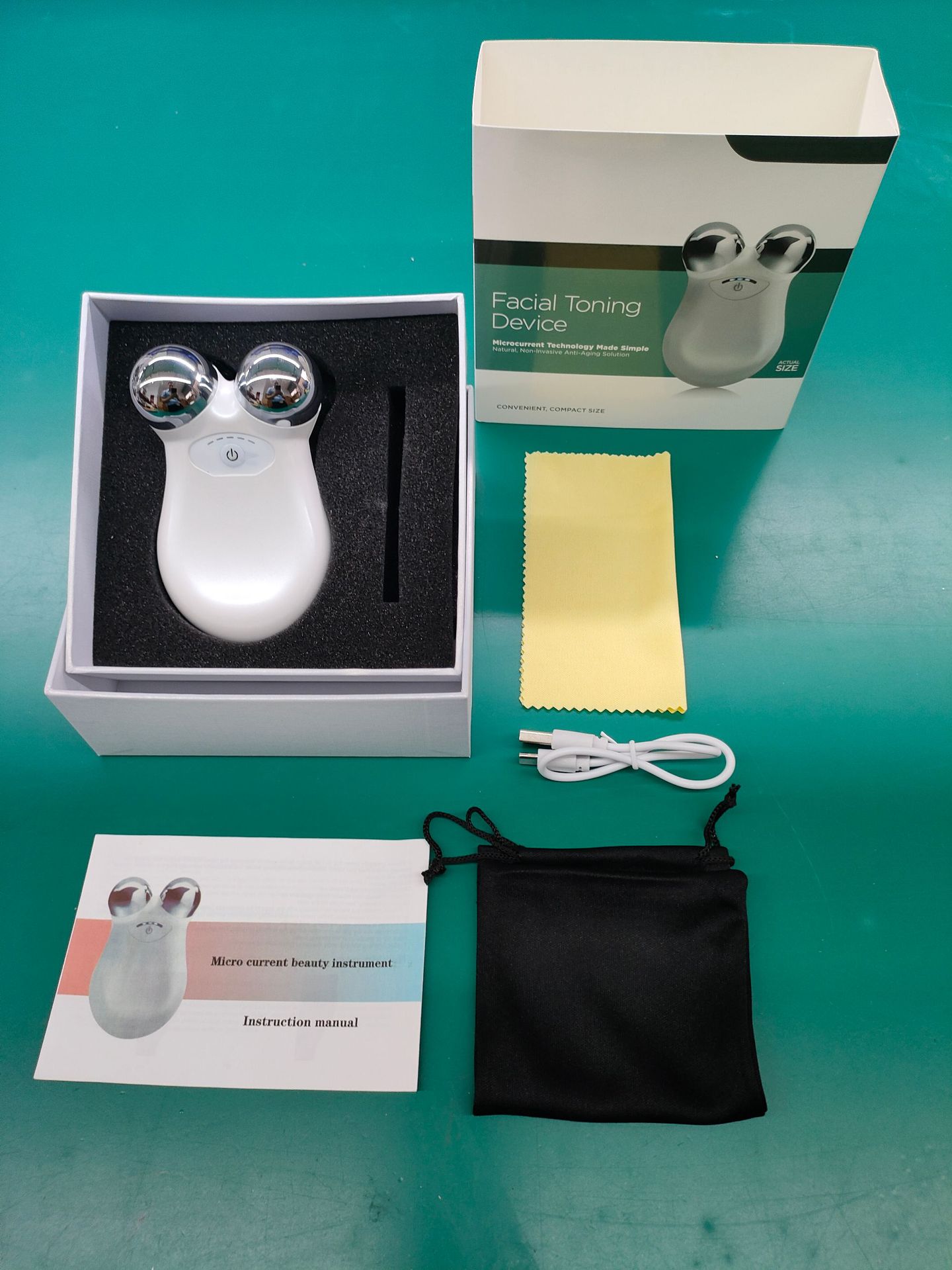 Dispositivo de belleza EMS de microcorriente, rodillo de doble cabezal, bola mágica, masajeador facial, rodillo facial en V