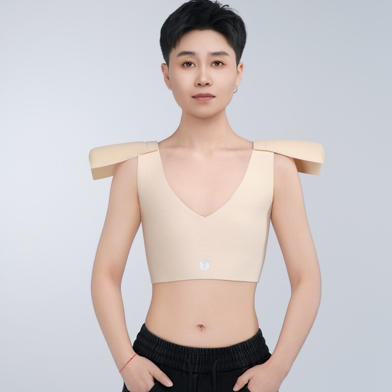 T era cos deep V seamless shoulder pad corset underwear low collar invisible big chest small double door right angle shoulder special