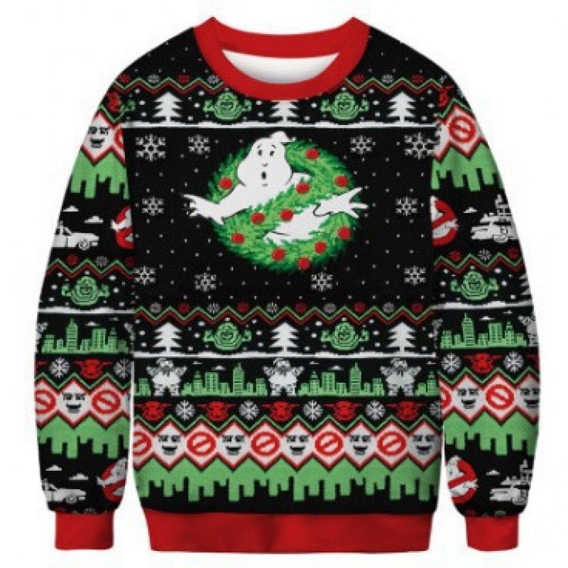 2024 New Spring Christmas 3D Digital Printed Men's Round Neck Thin Hoodie Long Sleeve Casual_voghion.com
