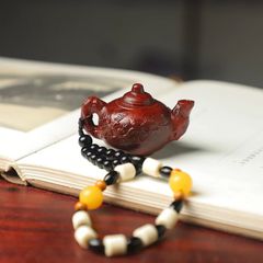 小葉紫檀壺麻將男士隨身手把件木雕鑰匙掛件小擺件