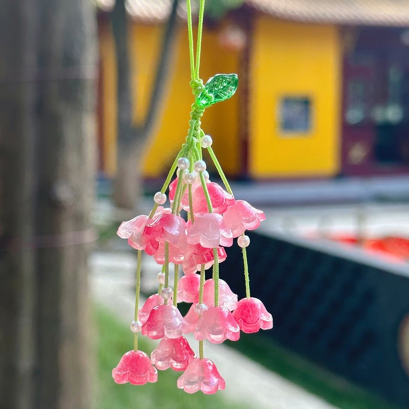 好运降铃~渐变七彩铃兰花挂坠包挂灵隐文创有钱花挂件古风手机链|undefined