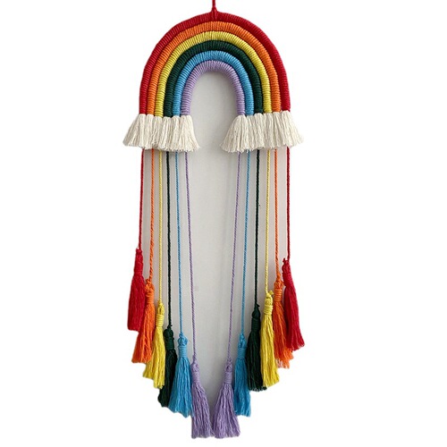 Nordic cotton rope woven rainbow wall hanging decoration bedroom creative ornament girl heart children's room boutique decoration ornament