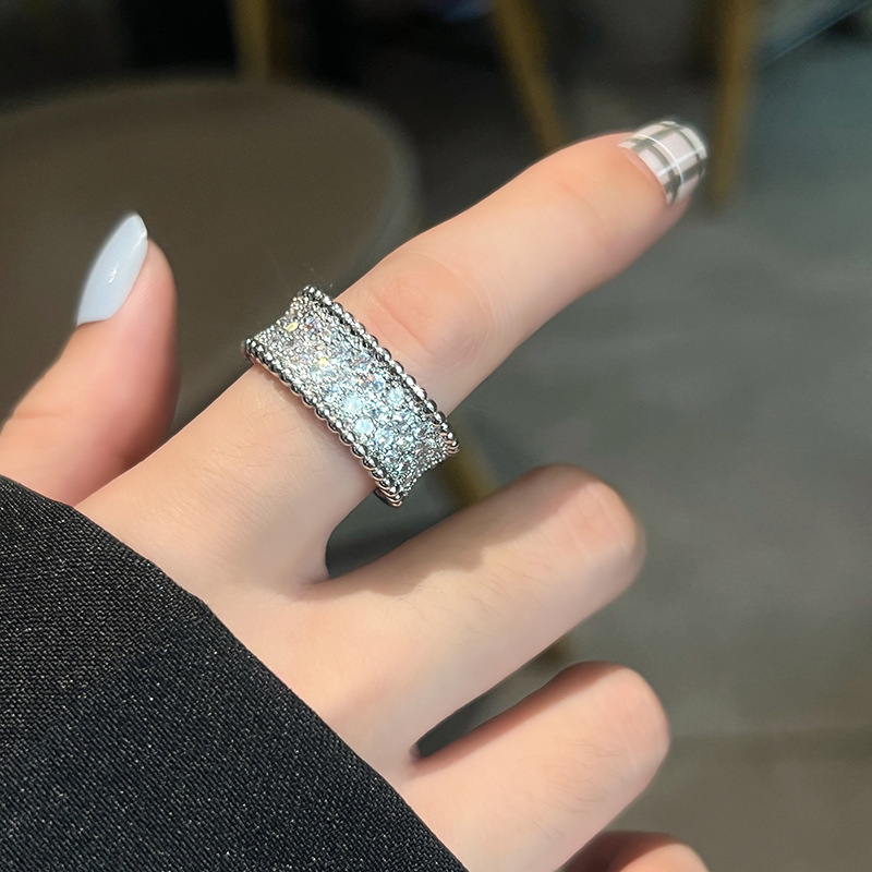 Simple Style Geometric Silver Plated Inlay Zircon Womenu0027S Open Ring 1 Piece