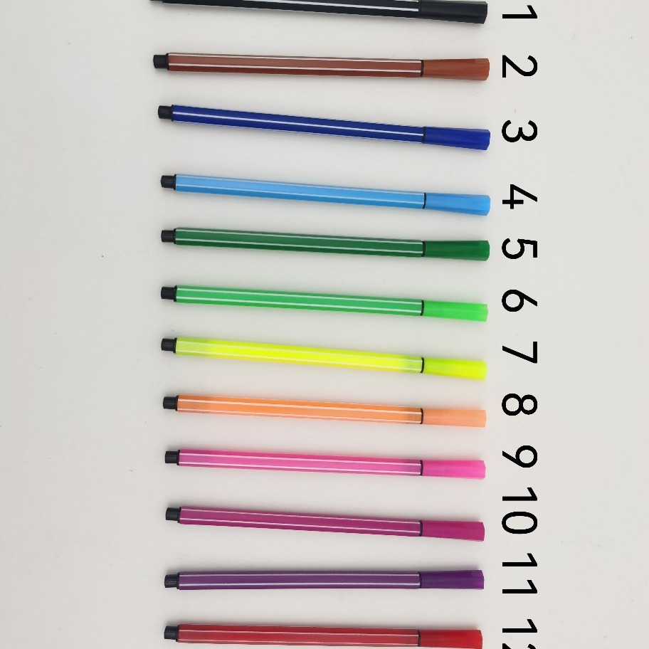 六角苗条散装水彩笔简易水彩笔纯色条纹绘画笔小学生涂鸦彩色画笔