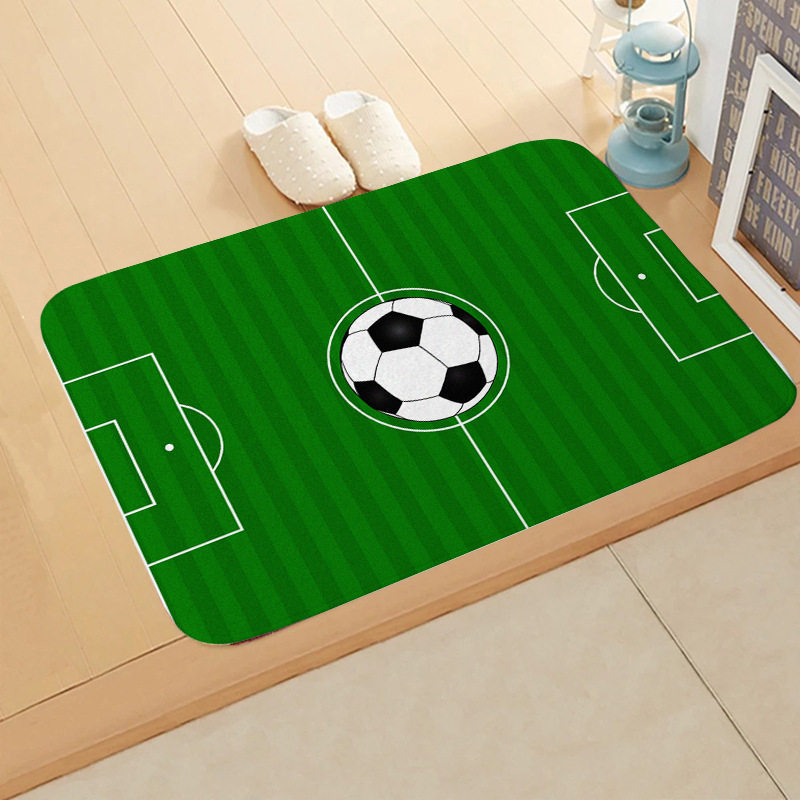 Green Football Field Flannel Floor Mat, Water-Absorbent Non-Slip Mat for Bathroom Entrance, Toilet and Bathroom Floor Mat, Direct Supply from the Manufacturer Green Football Field Flannel Floor Mat, Water-Absorbent Non-Slip Mat for Bathroom Entrance, Toilet and Bathroom Floor Mat, Direct Supply from the Manufacturer