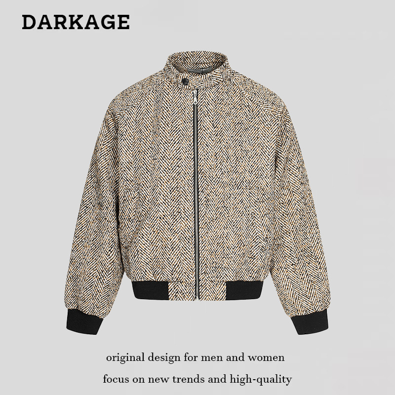 American Retro Stand Collar Short Jacket for Men and Women, New National Trend Arrow Pattern Barn Style Loose Casual Couple Jacket