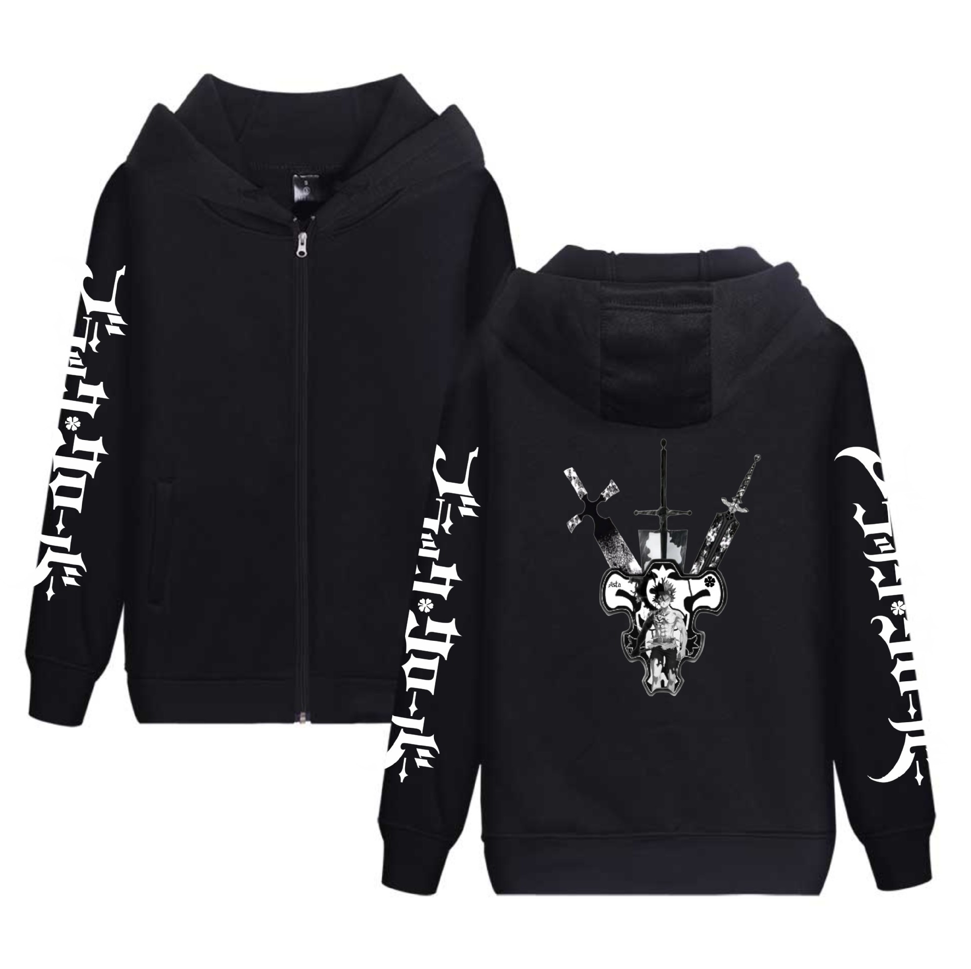 Amazon Black Clover Black Clover Suéter con cremallera transfronteriza sudadera con capucha y terciopelo