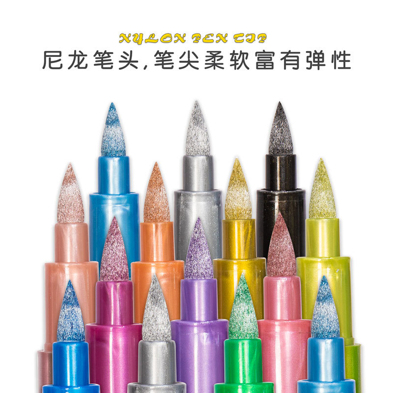 Guangna GN550BR marcador metálico de cabeza suave cepillo suave dorado plateado bolígrafo de pintura festiva