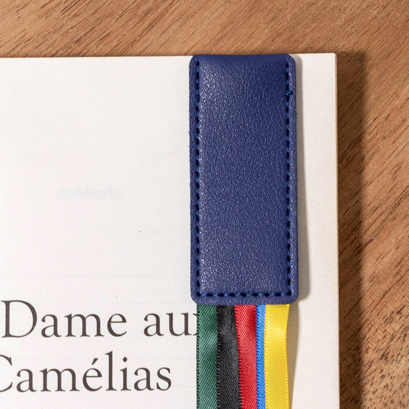 Cinta de cuero de estilo simple marcador cinta de cinco colores Biblia etiqueta cinta borla paginación nota logotipo imprimible