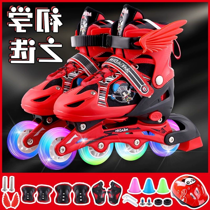 Детский полный комплект коньков для мальчиков и девочек, роликовые коньки, роликовые коньки для начинающих, средних и больших детей, профессиональные