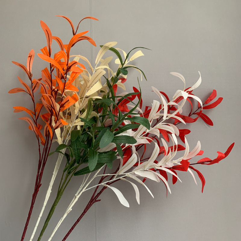 Manufacturer Wholesale 6-Pronged Olive Leaves for Home Soft Decoration, Wedding, Hotel Banquet Scenery Decoration, Green Plant Engineering, and Landscape Flowers