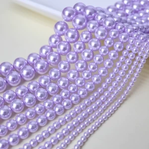 Shijia Pearl Loose Beads Lavender Purple through Hole Imitation Shell Beads Glass Pearl DIY Material Spacer Bead Jewelry Accessories
