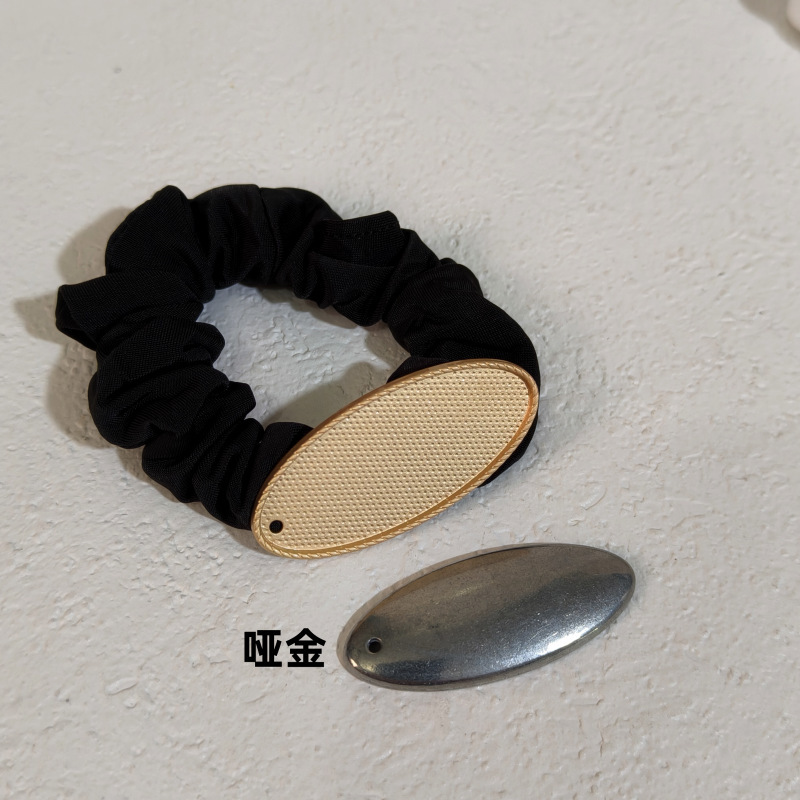 Yizan ジュエリー DIY 宋錦素材オーバルヘアピンヘアロープ大腸高弾性ヘアリングベースカバー付き|undefined