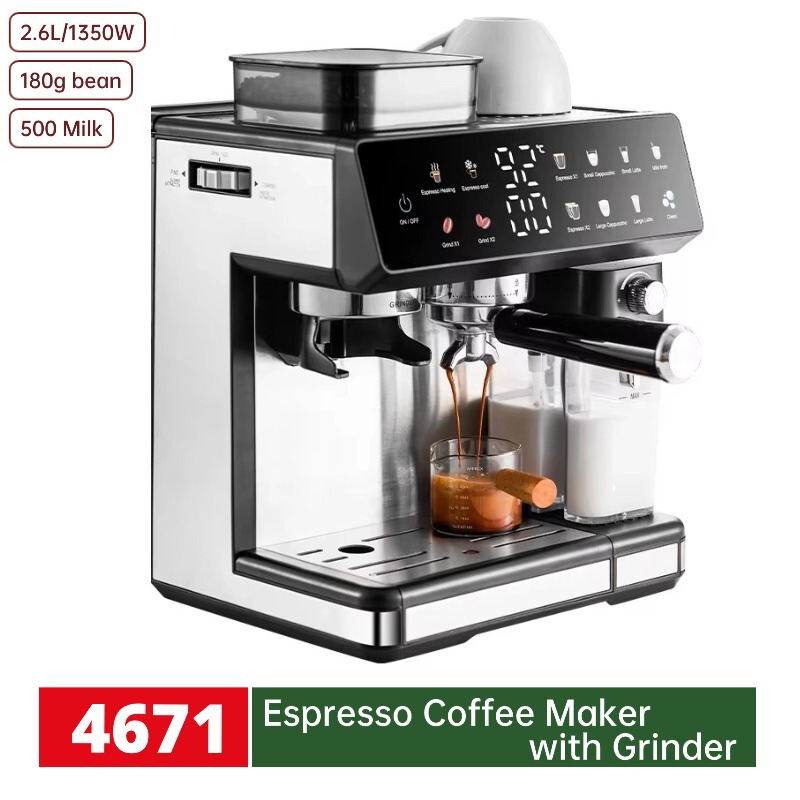 Cross-Border Home Office Dedicated Grinder All-In-One Espresso Machine Customized Espresso Machine Manufacturer Wholesale Cross-Border Home Office Dedicated Grinder All-In-One Espresso Machine Customized Espresso Machine Manufacturer Wholesale