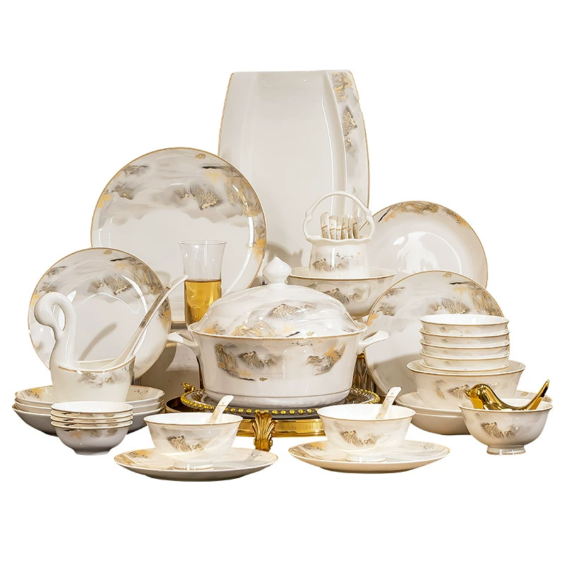 Ceramic tableware, set for home use, Chinese style, high-quality style