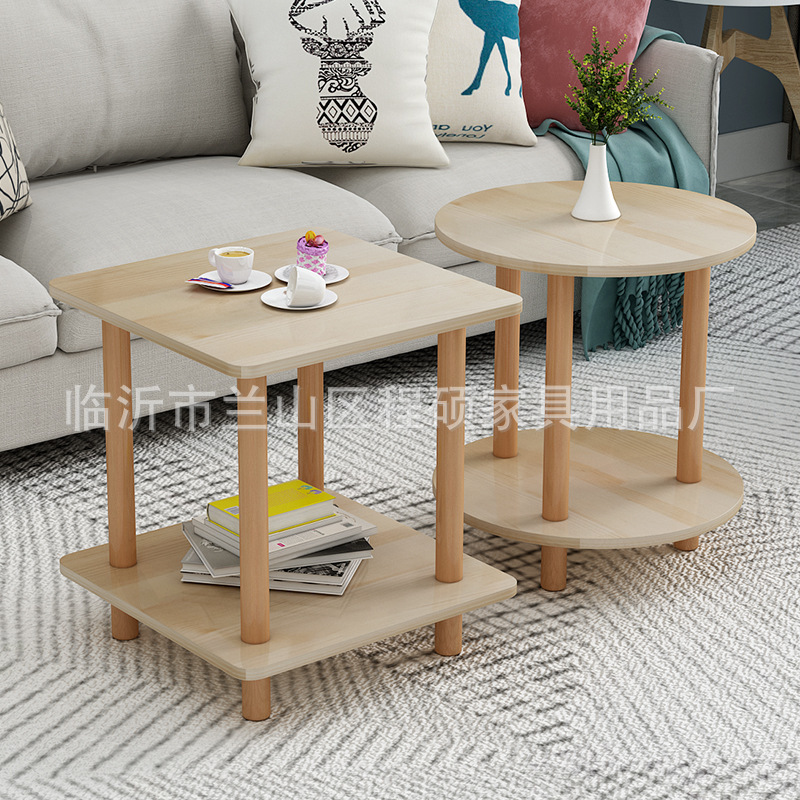 Mini Round Coffee Table, Bedside Table for Bedroom, Small Round Luxury Coffee Table for Small Apartments with Storage Space