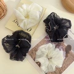 韓國氣質閃鑽大腸發圈女高級感仙女泡泡網紗發繩丸子頭綁頭髮頭繩