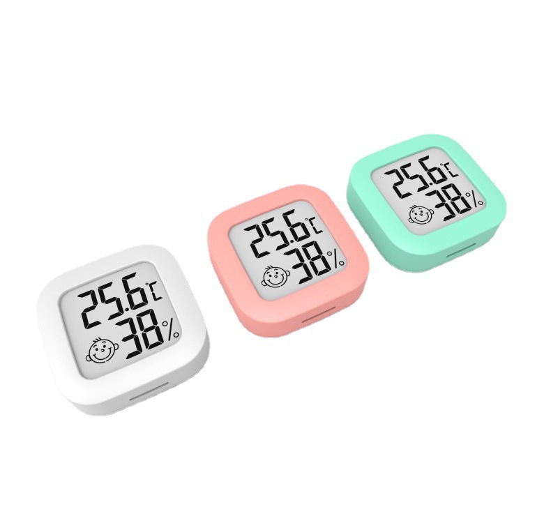 Directly supplied from the manufacturer, mini smiling face electronic temperature and humidity meter, home office LCD temperature and humidity measuring meter, double-sided tape