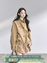 MEILI悉尼假日%感法式赫本风风衣外套女秋宽松显瘦立领上衣