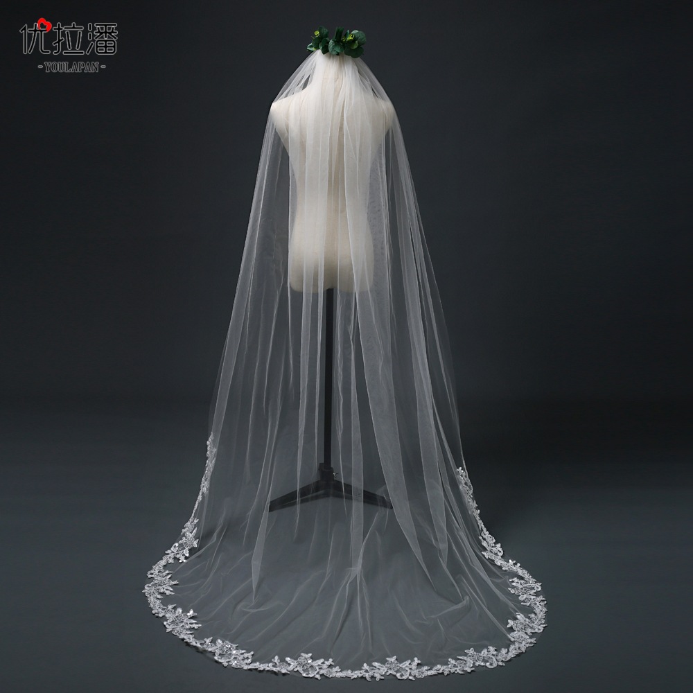 Fashion Simple Veil With Hair Comb Lace Long Veil display picture 11