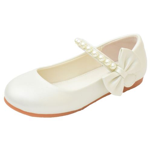Children's White Princess Soft Sole School Shoes for Kids, Spring and Autumn Season Baby Girl Shoes, Single Strap, for Children and Performances