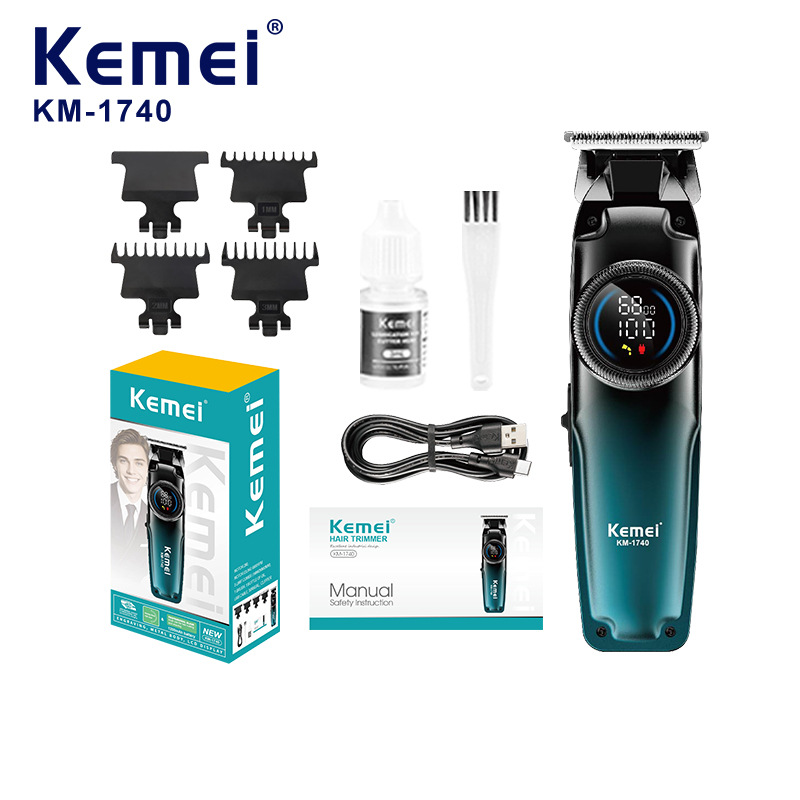 Cortapelos eléctricos profesionales transfronterizos Kemei para uso doméstico LCD inteligente con pantalla digital Cortapelos universal USB Carga rápida Fush grabado