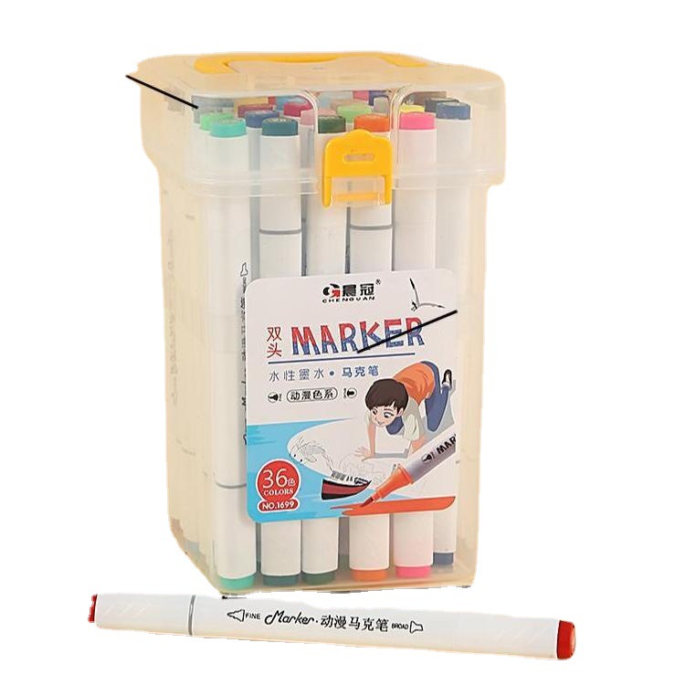 Marcadores de doble punta a base de agua para niños, bolígrafos de dibujo artístico para estudiantes de primaria, bolígrafos de colores para grafiti, bolígrafos de acuarela lavables de 36 colores