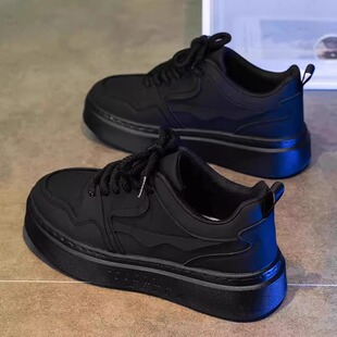 Pure black men's shoes spring non-slip wear-resistant thick-soled construction site work shoes casual versatile sports breathable board shoes