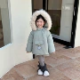 加厚女童冬季湖蓝棉衣