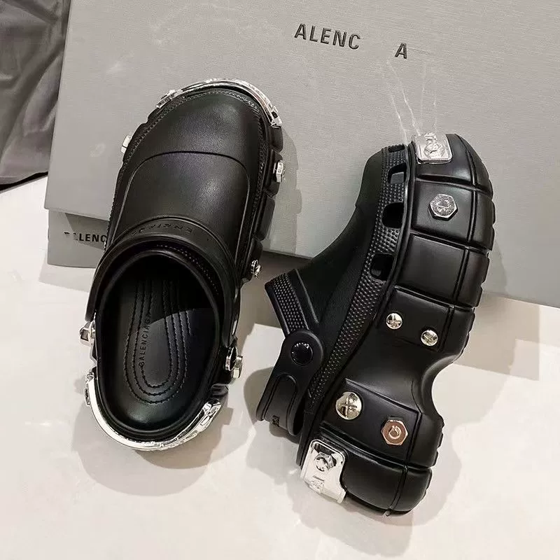 Тапочки в Парижской пещере Внешняя торговля Взрывы Трансграничные мужские и женские пары В одном стиле Новые полутапочки Сандалии Баотоу на толстой подошве