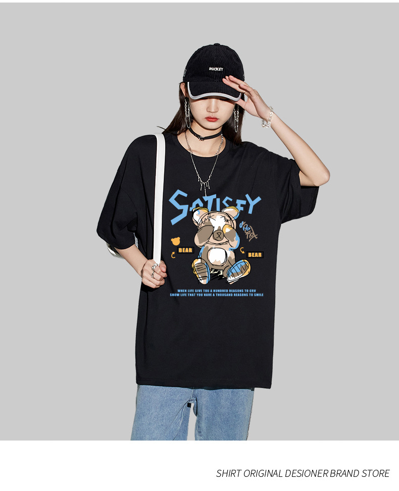 Couple style cartoon printed short sleeved men's T-shirt, summer new style, loose and trendy casual clothes for_voghion.com