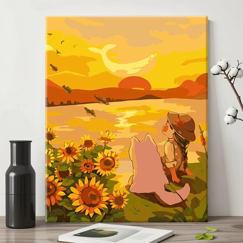 Pintura al óleo digital DIY paisaje floral pintada a mano pintada al óleo pintada decoración de la sala de estar pintada colgante de alta calidad pintura descomprimida image 63