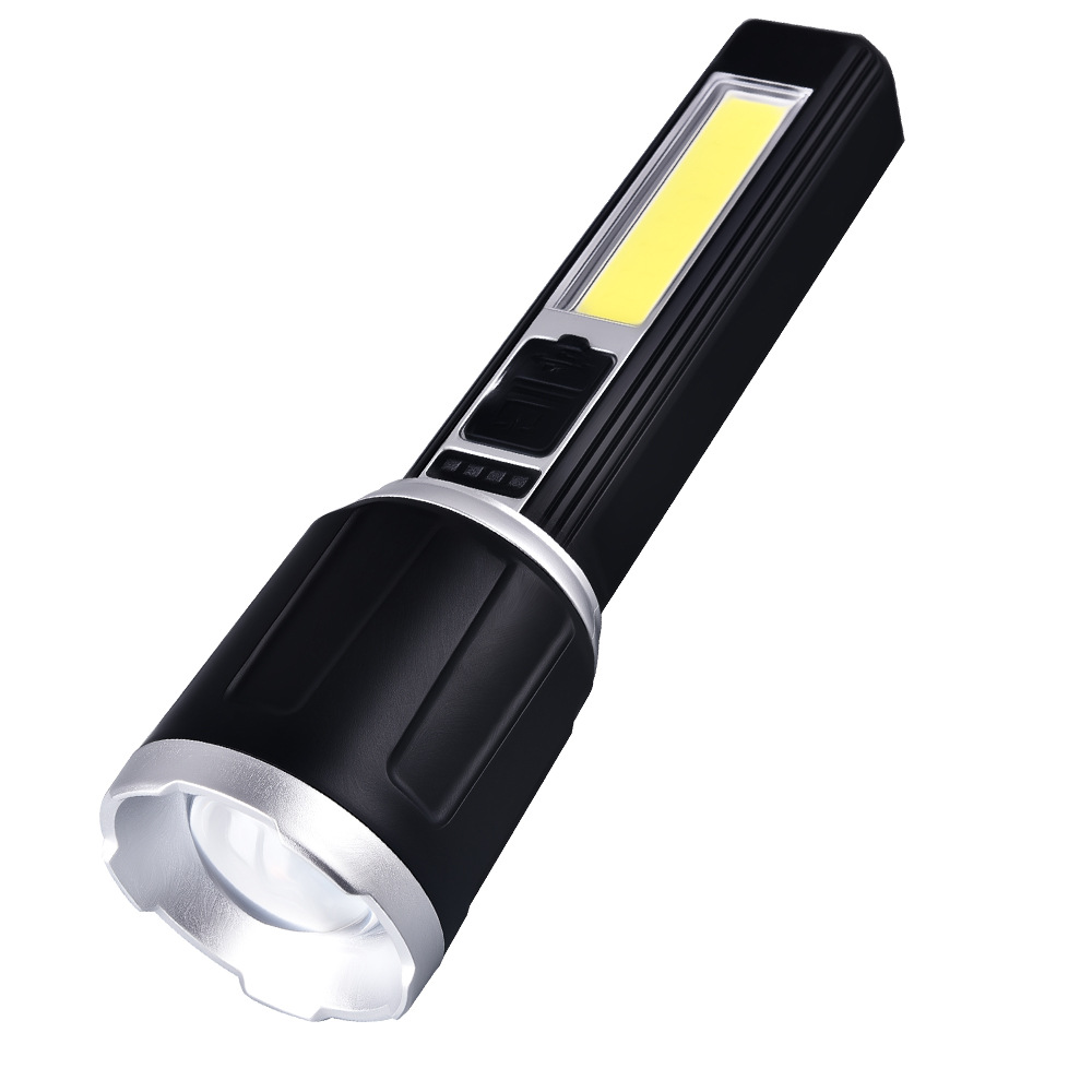 Nuevo mini linterna zoom brillante LED larga resistencia al aire libre portátil multifuncional COB luz lateral