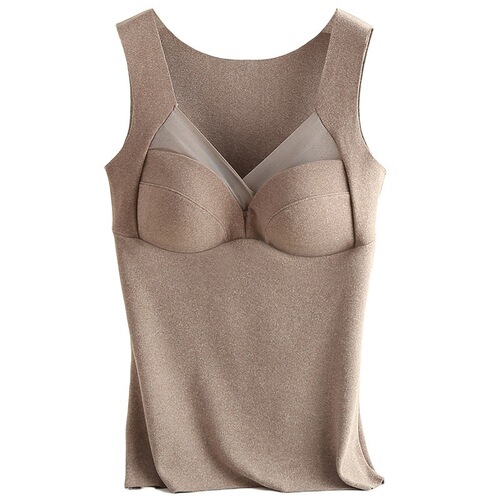 3893 New style thermal vest German velvet women's French underwear one-piece fixed cup latex brushed hair thermal vest
