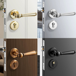 Bedroom Door Lock Indoor Wooden Door Lock Golden French Door Handle Household Magnetic Mute Room Light Luxury Split Lock