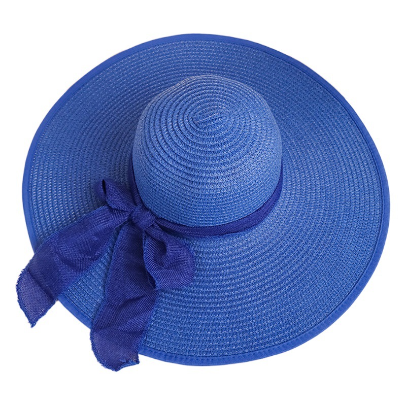 Estilo coreano de moda de color sólido ala grande a prueba de sol de ala ancha arco Sombrero de paja a prueba de sol playa versátil casual sombrero para el sol sombrero fresco
