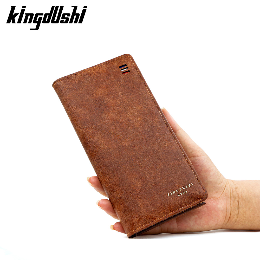 Nuevo bolso largo de hombre simple cuero esmerilado bolso de tarjeta de tarjeta bolso lateral con cremallera bolso largo de hombre al por mayor