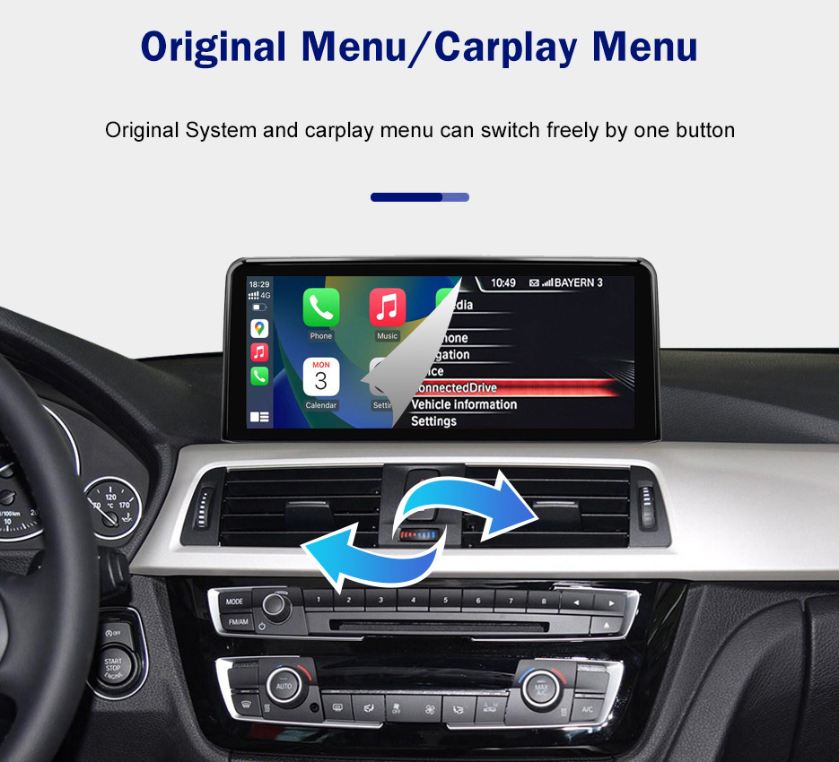 10.25" Car Navigation Screen with Wireless Carplay Suitable for 1/2/3/4 Series Nbt Player Linux System