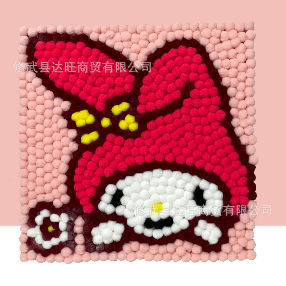 MQH20-051 / 20*20cm (wooden frame + canvas + hair ball + tweezers)