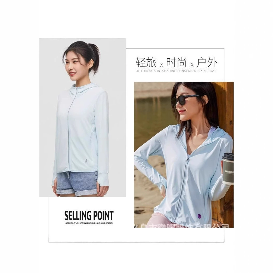 Одежда для защиты от УФ-лучей, летняя дышащая одежда с капюшоном для пар, светоотражающая полоса на молнии UPF50 +, солнцезащитная одежда с принтом на заказ lo