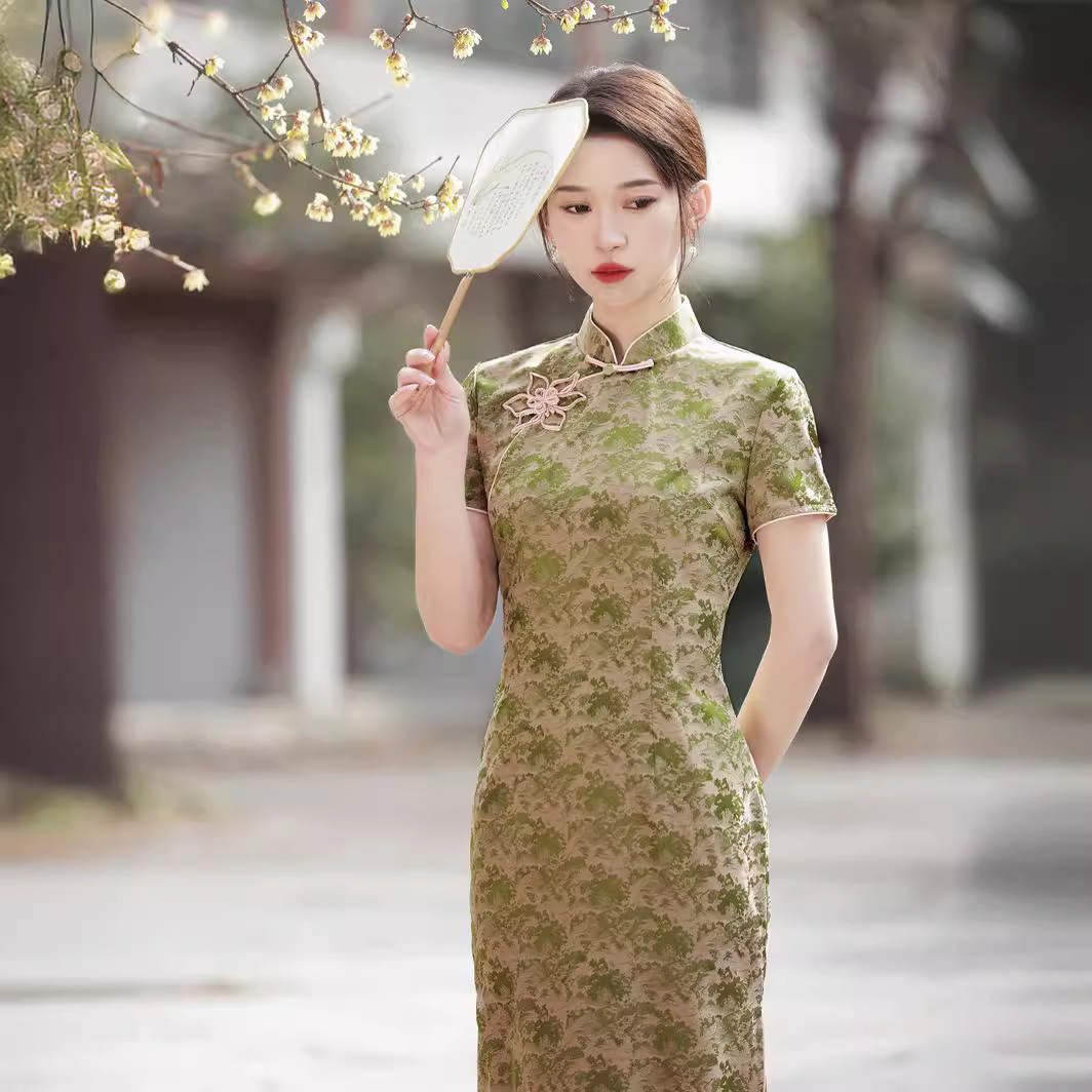 Gu Shengjiao 2023 New Spring Solid Color Fishtail Dress Modified Fishtail Evening Dress Women's 3127