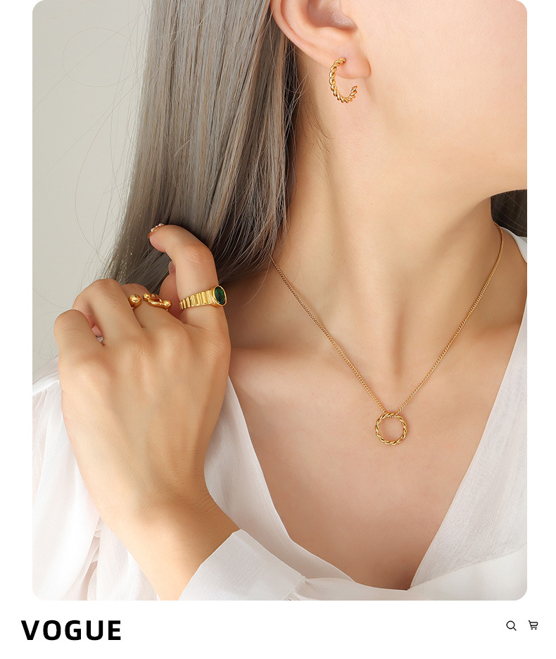 Fashion Twist Titanium Steel Plating Womenu0027S Earrings Necklace