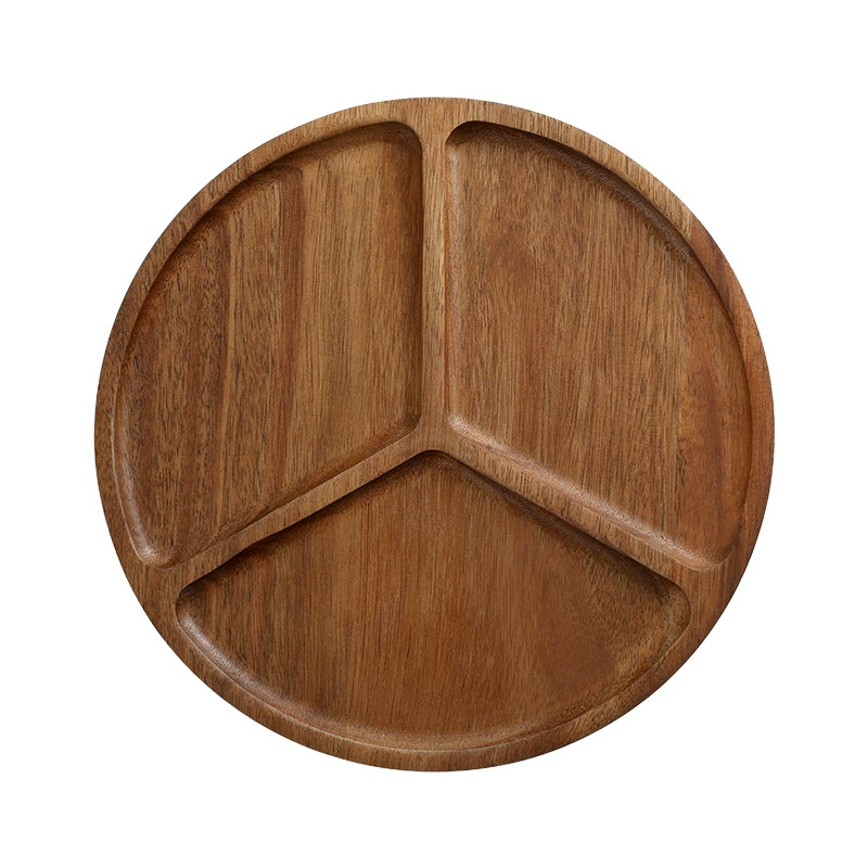 Acacia wooden serving tray set, assorted shapes (round, oval, rectangular), food‑safe finish