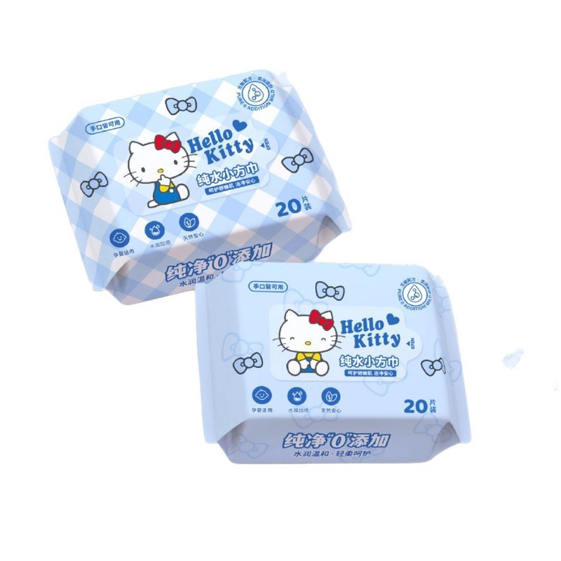 サンリオウェットティッシュクレヨンしんちゃんウェットティッシュブルー KT 猫チェック柄純水小さな正方形のタオルポータブルウェットティッシュ卸売|undefined