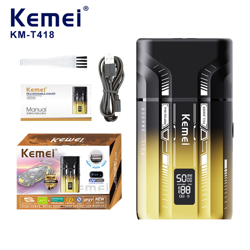 Kemei Kemei afeitador eléctrico KM-T418 afeitador de hombre recíproco UV impermeable afeitar recortador