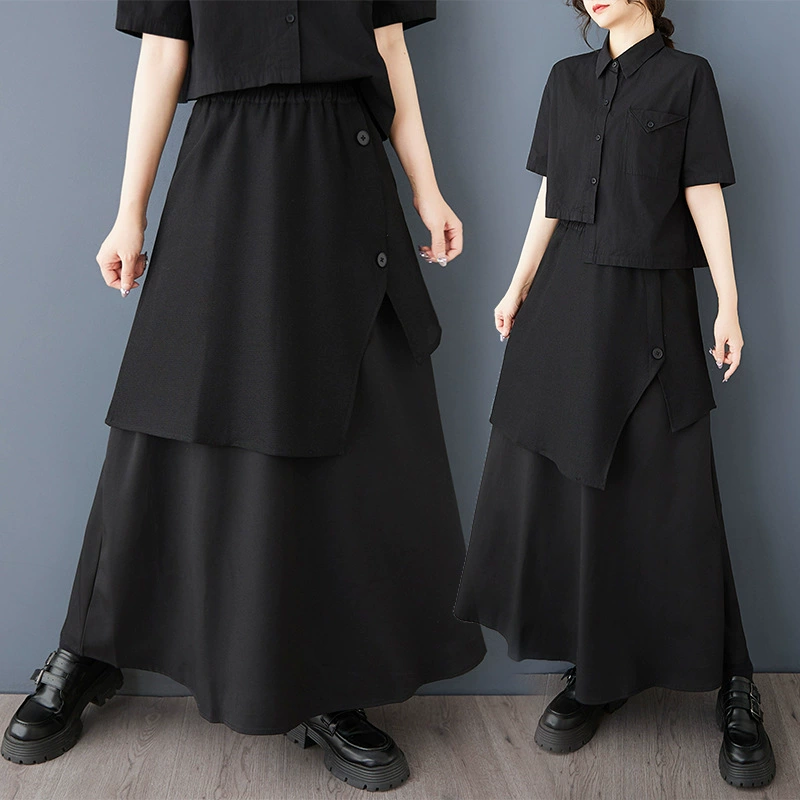 Реальный выстрел в стиле Ямамото темный, свободный, тонкий и нерегулярный дизайн, юбка-юбка модная дикая ниша