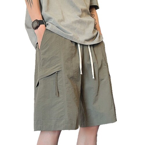 2025 quick-drying work shorts, men's summer thin fashion brand all-matching loose casual mid-pants, men's quarter pants
