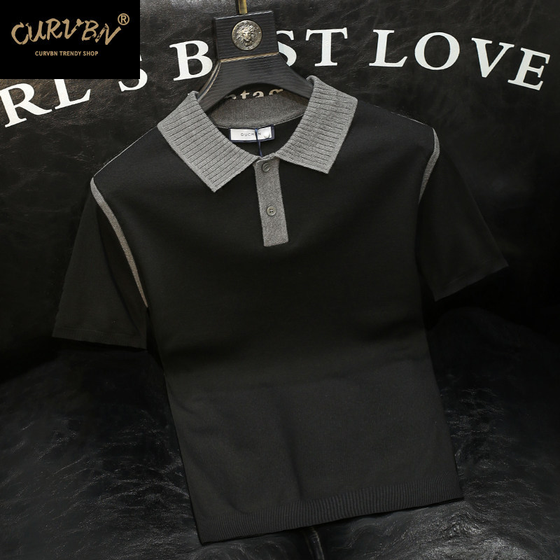 Polo camiseta de punto camiseta de manga corta camiseta de hombre paul línea tridimensional viejo qianfeng verano fábrica transfronteriza al por mayor