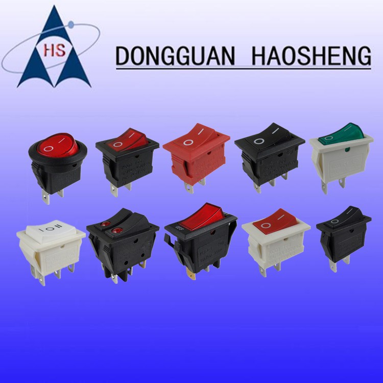 【极速发货】4脚2档电器开关方形翘班防水小船型 KCD1圆形电源开