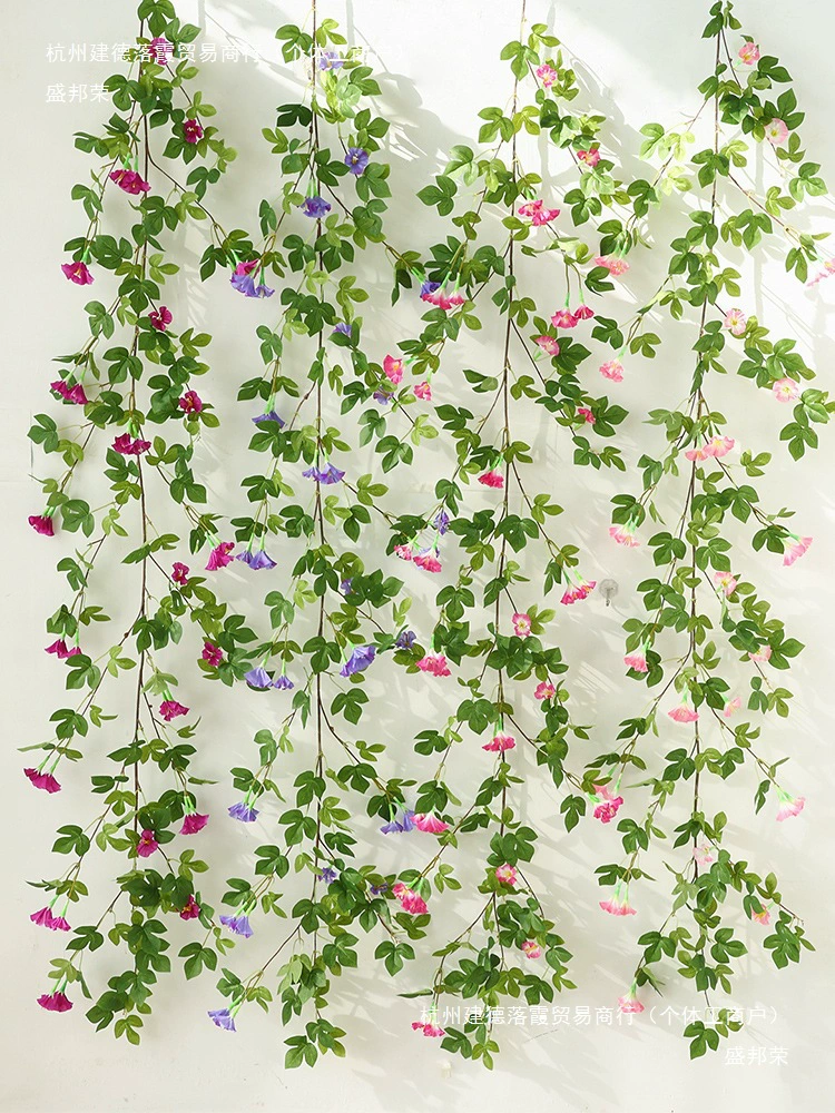 Утренняя слава, искусственный цветок, ротанговая трубка, блокирующее украшение для гостиной, обернутый пластиковый потолок, виноградная лоза, растение, шелковый цветок